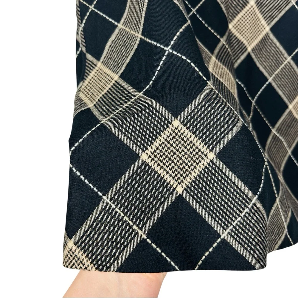 Ann Taylor LOFT Y2K Plaid Wool A Lined Lightweight Cottagecore Skirt Black Tan - Picture 7 of 10